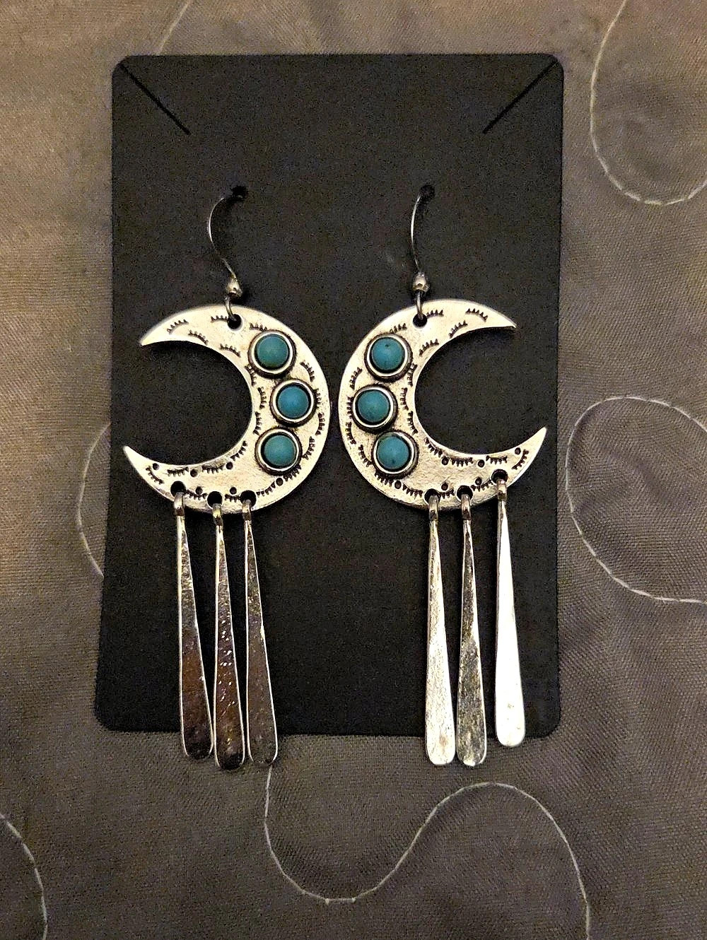 Crescent Turquoise Dangle Earrings